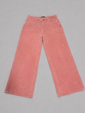 Gap Denim Womens 10/30 R High Rise Wide-Leg Jeans Pink Solid Button Zip Wide Leg